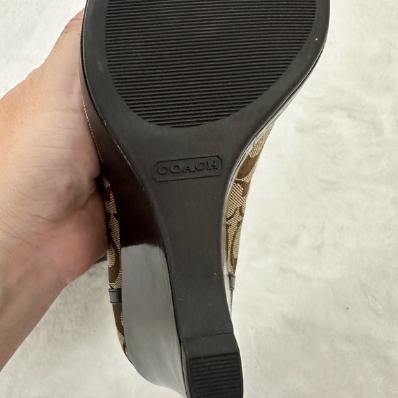 Coach Kerryann Brown Wedge Heels with Coach logos. size 9. Very nice condition. - Picture 13 of 13
